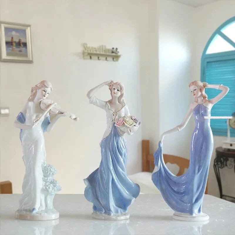 أوروبا السيراميك التماثيل الجمال تأثيث الحرف ديكور المنزل الغربية زخرفة الخزف الحرف اليدوية هدية الزفاف