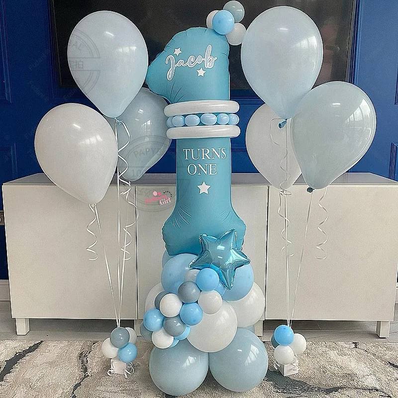 

56pcs 1-9 Number Baby Blue 40 Inch Balloon Column for Boy Girl Baby Shower Birthday Party Wedding Decoration Supplies