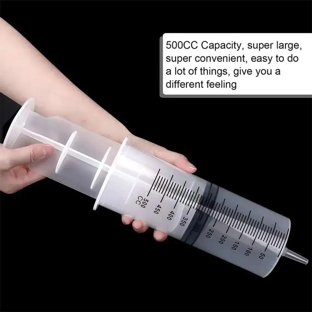 Needle Barrel Oil Pump Syringes Reusable Pump Measuring 1m Tube Pet Feeding Big Syringe Liquid Enema Glue Filling 150ml-500ml