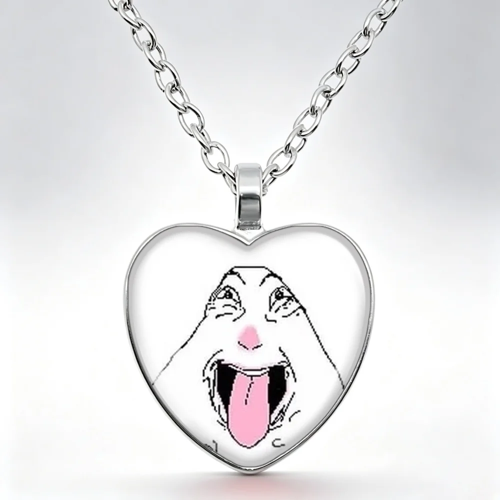 Hamster Necklace Creative Funny Meme Glass Cabochon Heart-Shape Pendant Necklace Cartoon Animal Jewelry Gift For Friends MS056
