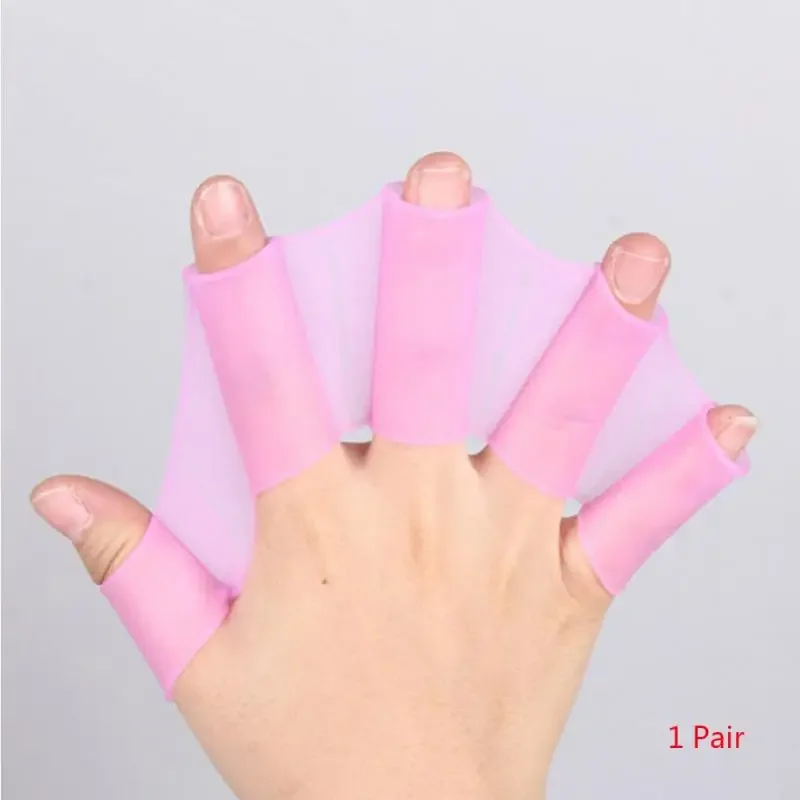 1Pair  Unisex Frog Type Silicone Girdles Swimming Hand Fins Flippers  Finger Webbed Gloves Paddle Water Sports