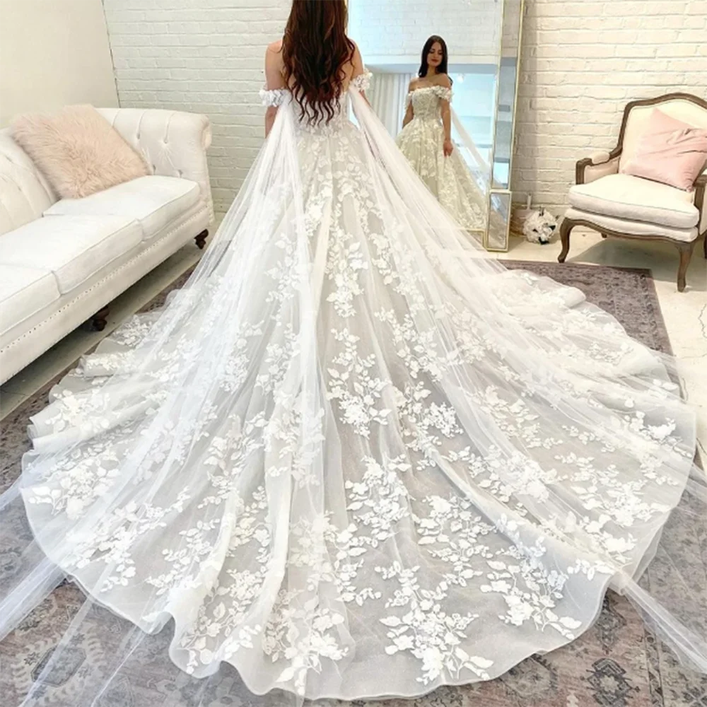 2024 nieuwe collectie luxe witte elegante lieverd romantische trouwjurk prachtige bloemen tule vloerlengte vestidos de novia