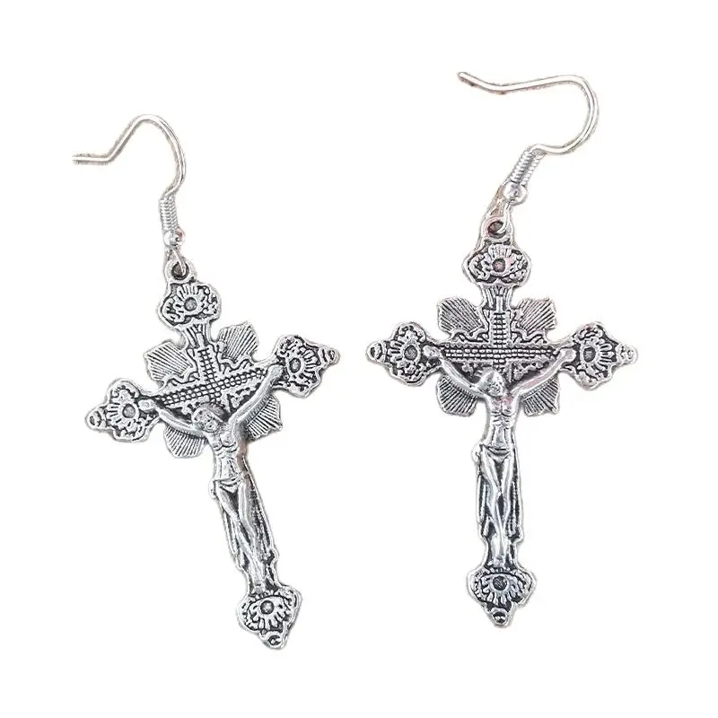 Fashion Jesus Earrings for Women Vintage Crosses Drop Dangle Goth Jewelry Accessories Personalized Gothic Holiday Gifts
