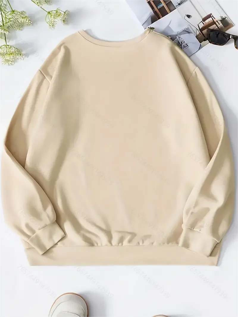 Halloween Town Print Pullover Sweatshirt Casual Long Sleeve Crew Neck Sweatshirt For Fall Winter Women\'s Clothing