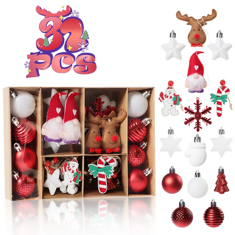شجرة عيد الميلاد معلقة المعلقات للديكور المنزل ، ولعب الكرة ، زخرفة عيد الميلاد ، هدية السنة الجديدة ، 2024 ، 32 قطعة لكل صندوق