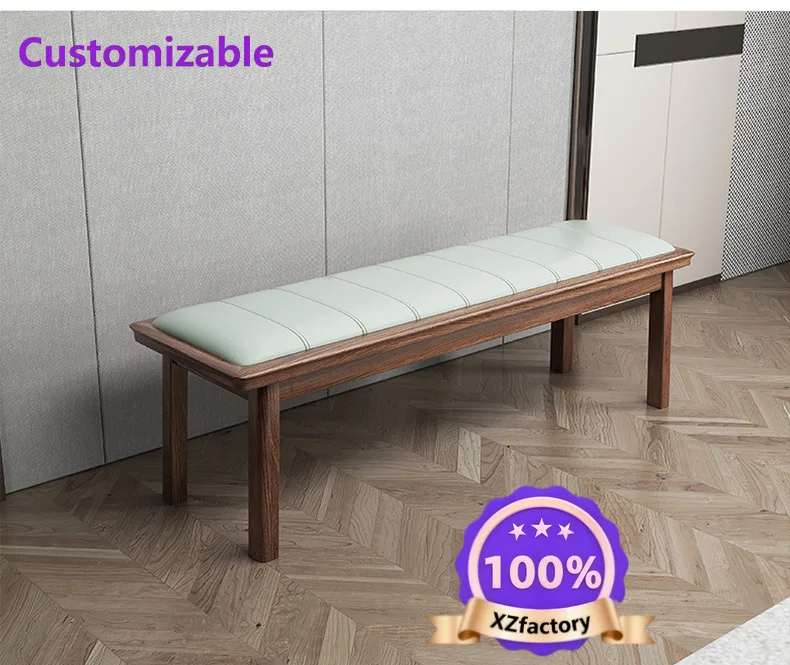 Factory Direct 2026 Top RatedEstilo chino, moderno, simple, taburete junto a la cama, madera maciza de ébano, cama de 1,5 metros