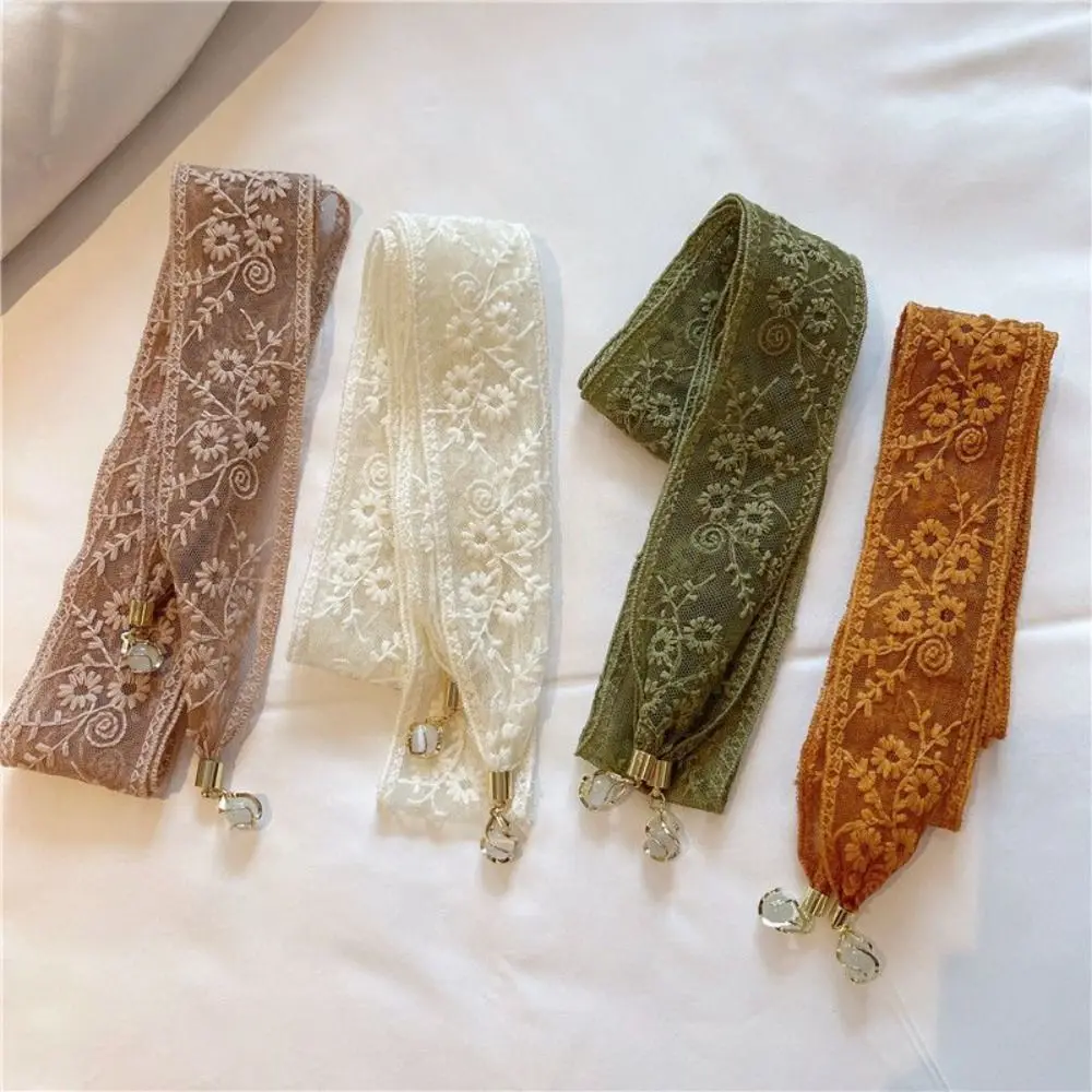 

Flower Lace Ribbon Hair Scarf Transparent Korean Style Braids Headband Neckerchief Dressing Decoration Long Neck Scarves