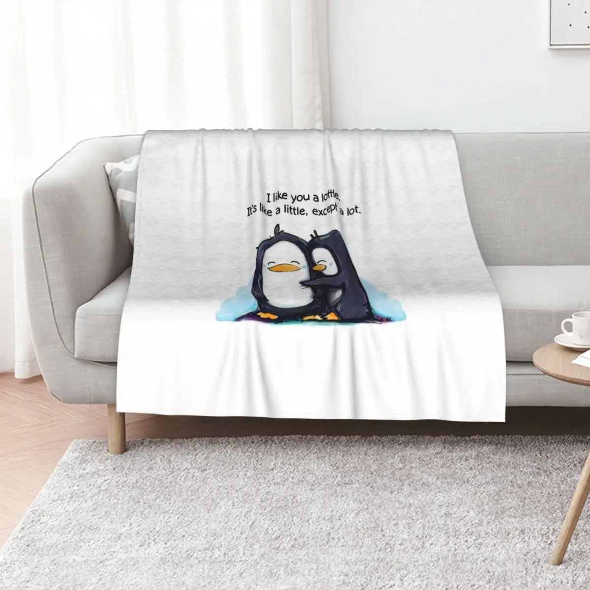 

I Like You a Lottle Penguins Throw Blanket Moving Hairys Designers Shaggy Blankets
