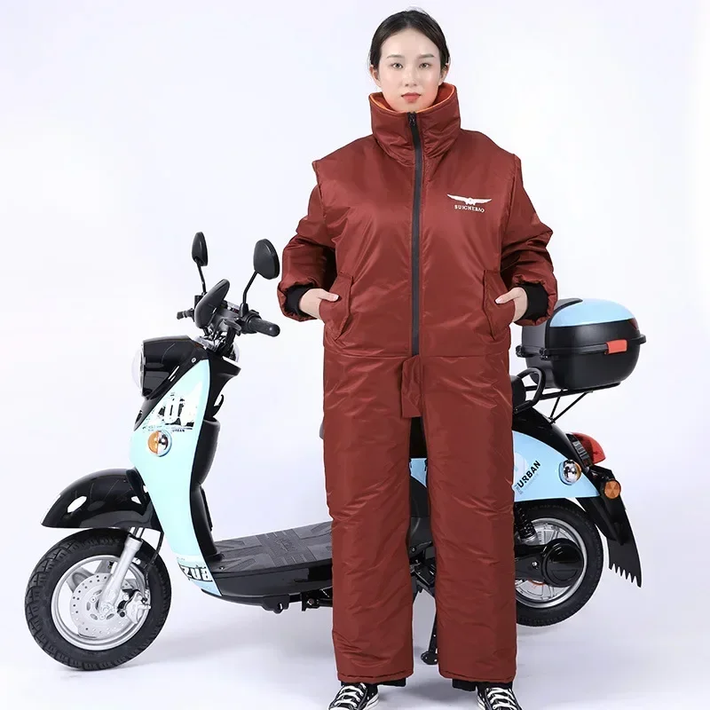 NEW Winter Waterproof Windproof All-in-One Suit Motorcycle Riding Warm Thickened Plush Riding Cold-proof Clothing Skiing Suits