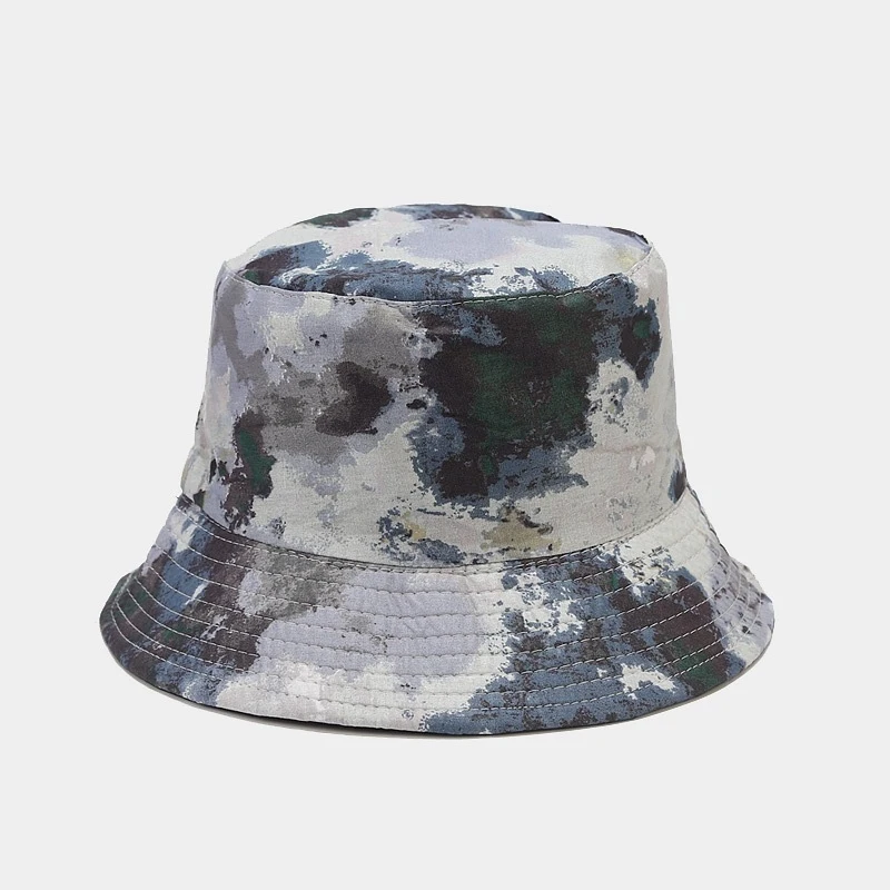 Reversible Tie-Dye Print Bucket Hat Unisex Cotton Sun Hat for Summer Beach Outdoor