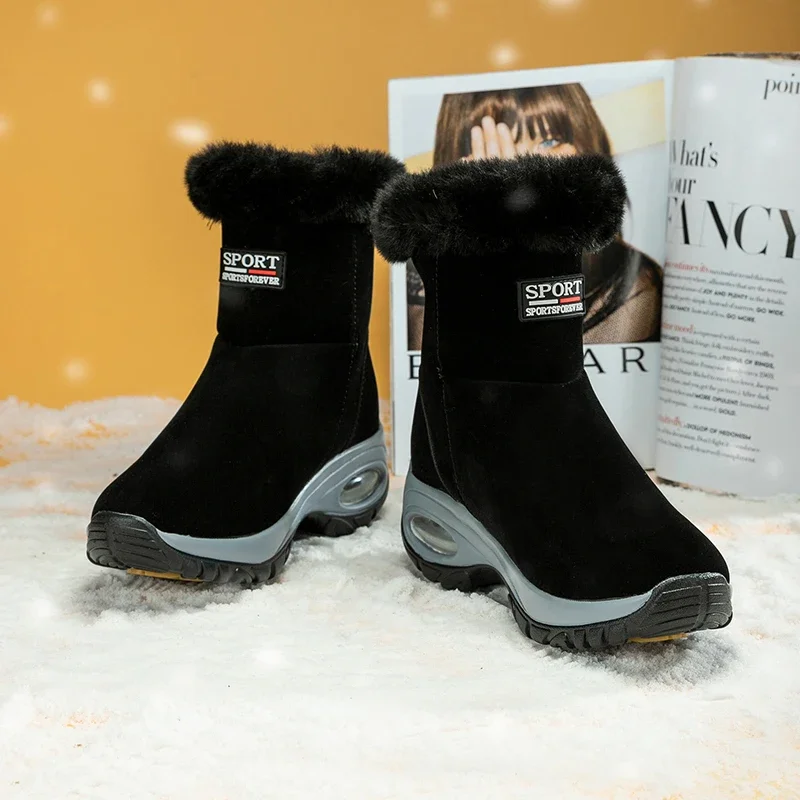 

Зимние зимние ботинки, женские уличные теплые мягкие плюшевые ботильоны с высоким берцем, женская прочная повседневная обувь на толстой подошве