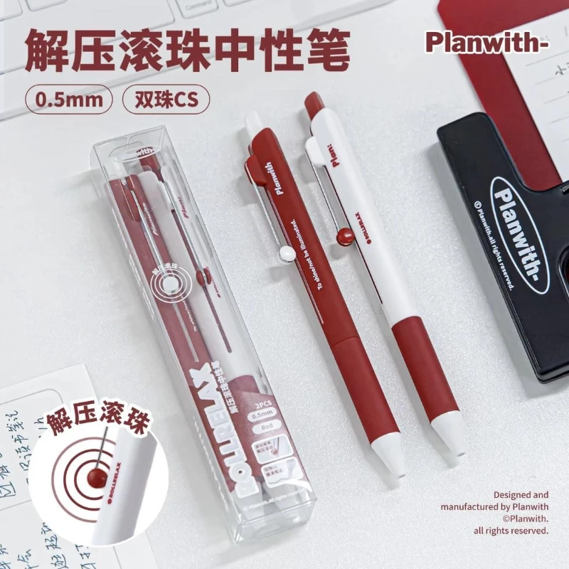 Planwith ROLLRELAX Stress-Relief 0.5mm Quick-Dry Roller Pen,Stable Writing ComfortGrip Note-Taking&Homework Aesthetic Stationery