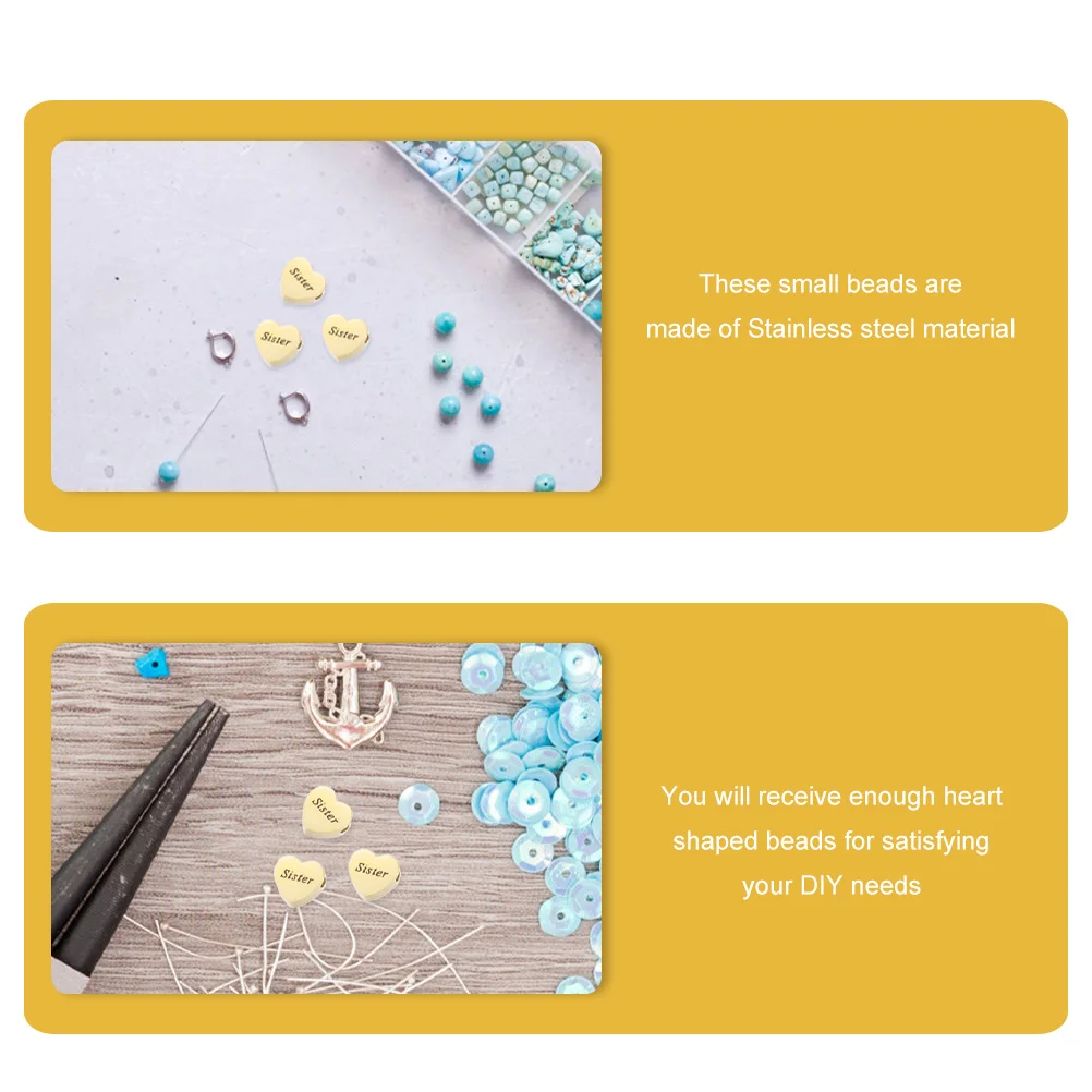 

4pcs Stainless Steel Heart Heart Shaped Spacer For Diy Jewelry Making Craft Beads For Bracelets Necklaces Loose Metal Beads