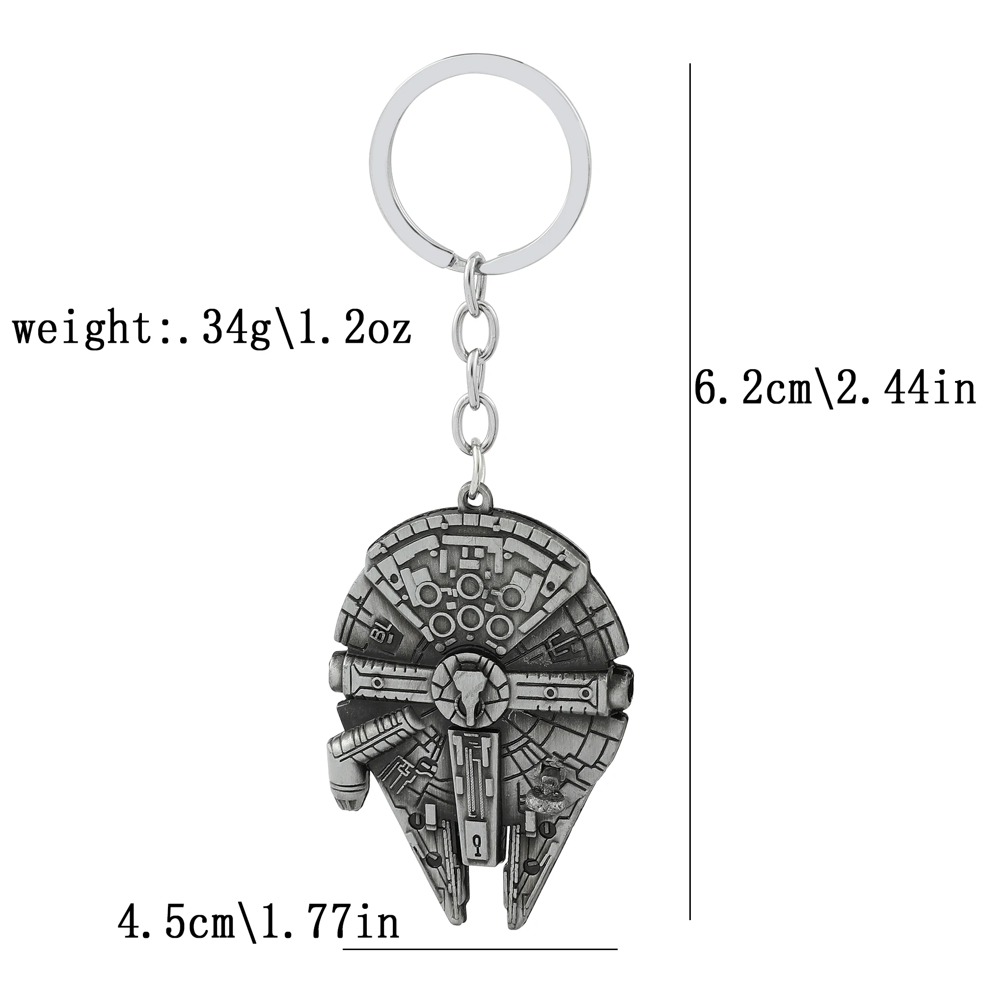 Movie Star War Millennium Falcon Spaceship Vintage Pendant Keychain Fashion Commuter Jewelry Accessories for Men Gift view 2