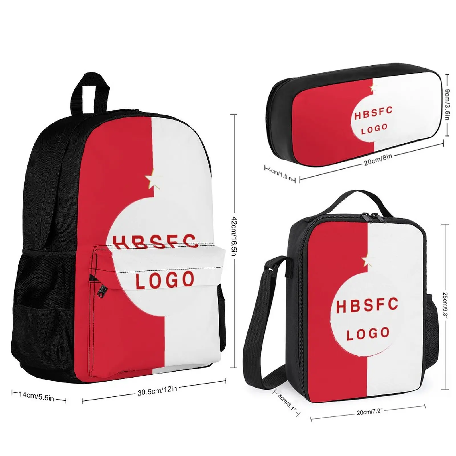 Hapoel Beer Sheva Student School Bag Pencil Case Three-Piece Set With Lunch Tote Bag And Pencil Bag Backpack