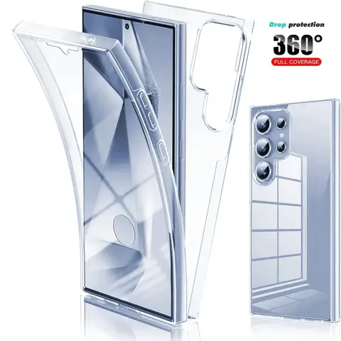 360 Full Cover Front+Back Case For Samsung Galaxy S24 S25 S23 S22 S21 Ultra S10 S9 S8+ Note 20 10 Ultra 9 8 Shockproof Cover