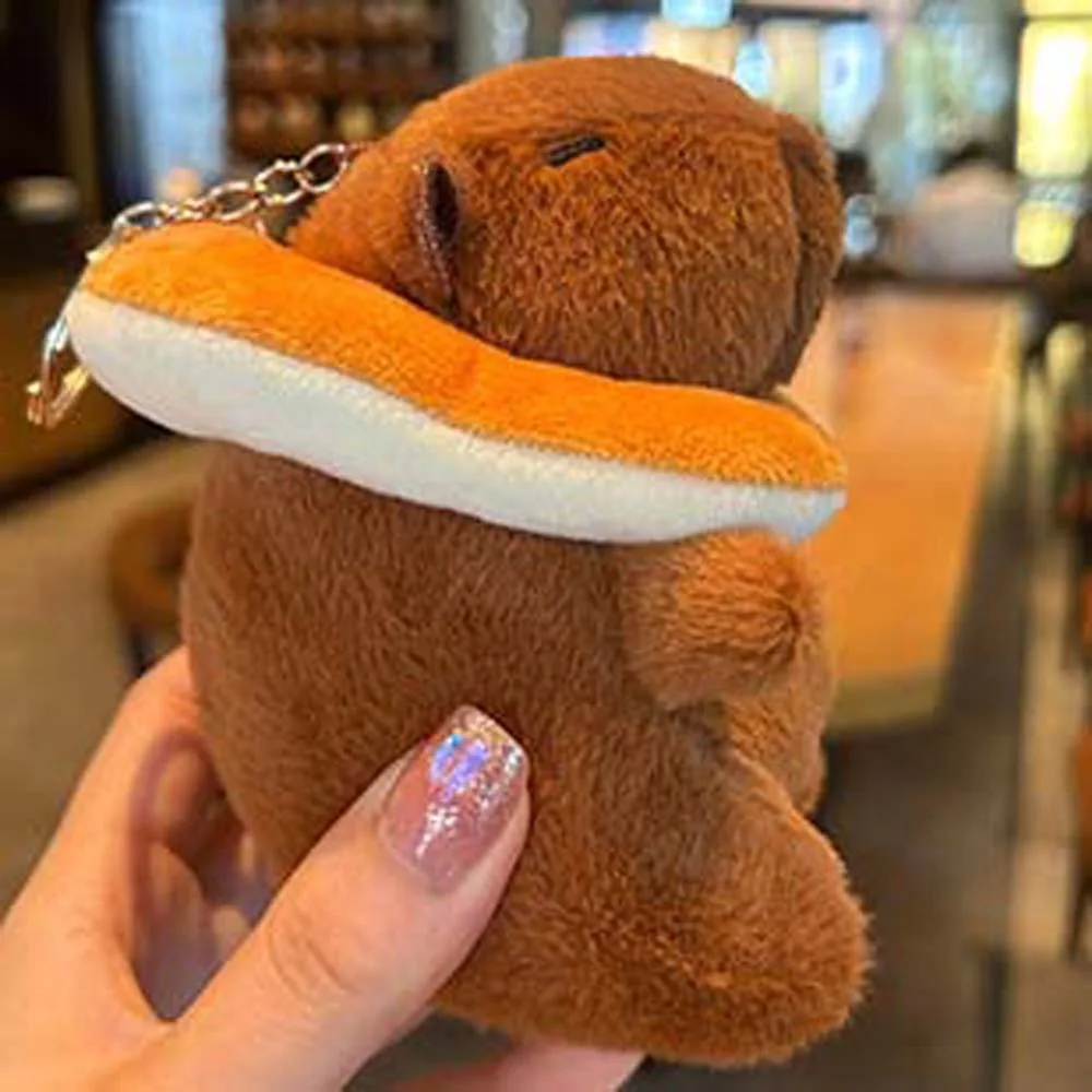 Brązowy Miękki Brelok Kapibara Śmieszny Hamburger Pluszowy Zwierzak Zawieszka Futrzane Frytki Kreskówkowa Lalka Breloczek Dziewczęcy
