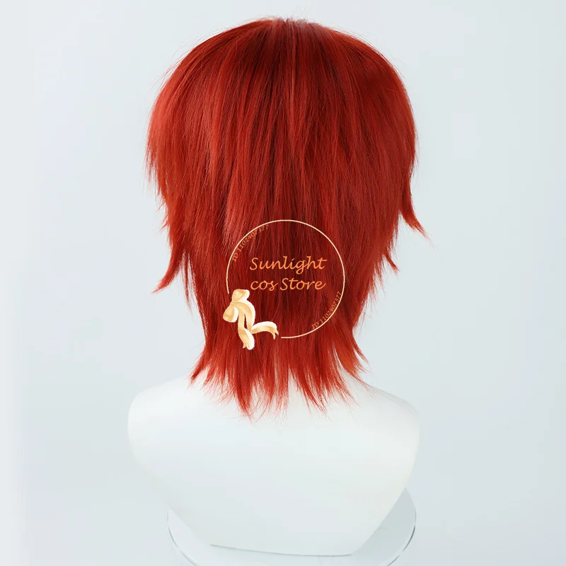 Peluca de Cosplay de Anime Shanks para hombres, parte Media Roja, pelucas cortas, cabello sintético resistente al calor, Peluca de fiesta de Halloween + gorro de peluca