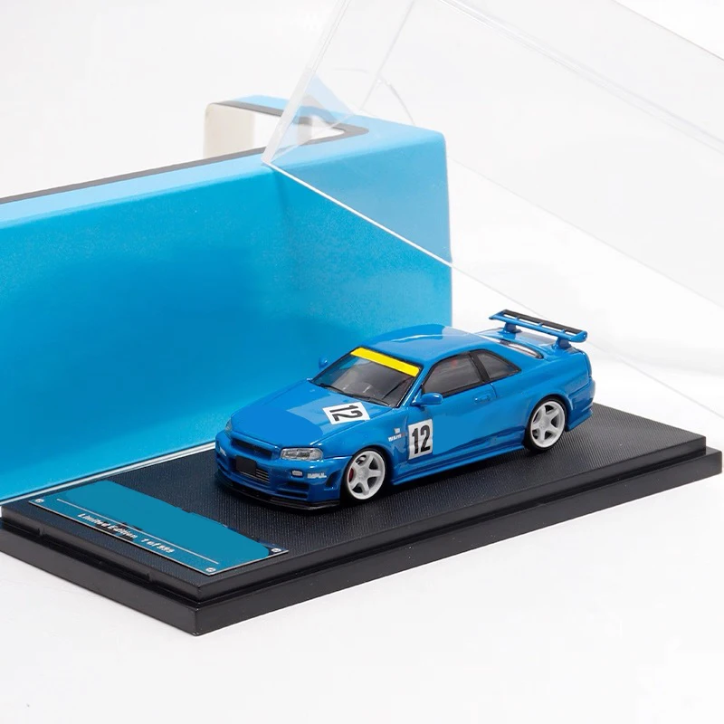 새로운 FS 1:64 스케일 R34 스카이라인 합금 다이캐스트 스포츠카 모델 금속 장난감 컬렉션 장식품 선물