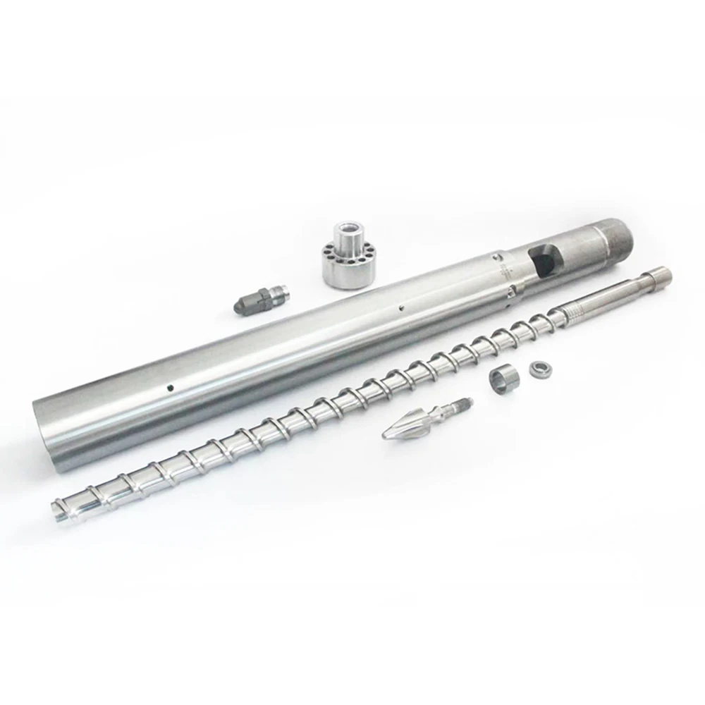 Custom-made steel and stainless steel screw barrel assemblies for injection molding machines SACM645, 38CrMoAIA: high wear