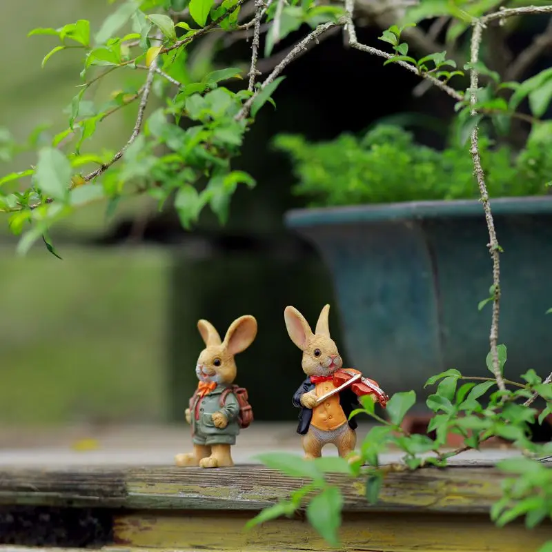

1Pcs Mini Rabbit Cute Resin Rabbit Ornament Decoration Home Garden Bonsai Potted Micro Landscape Landscaping Crafts Decor
