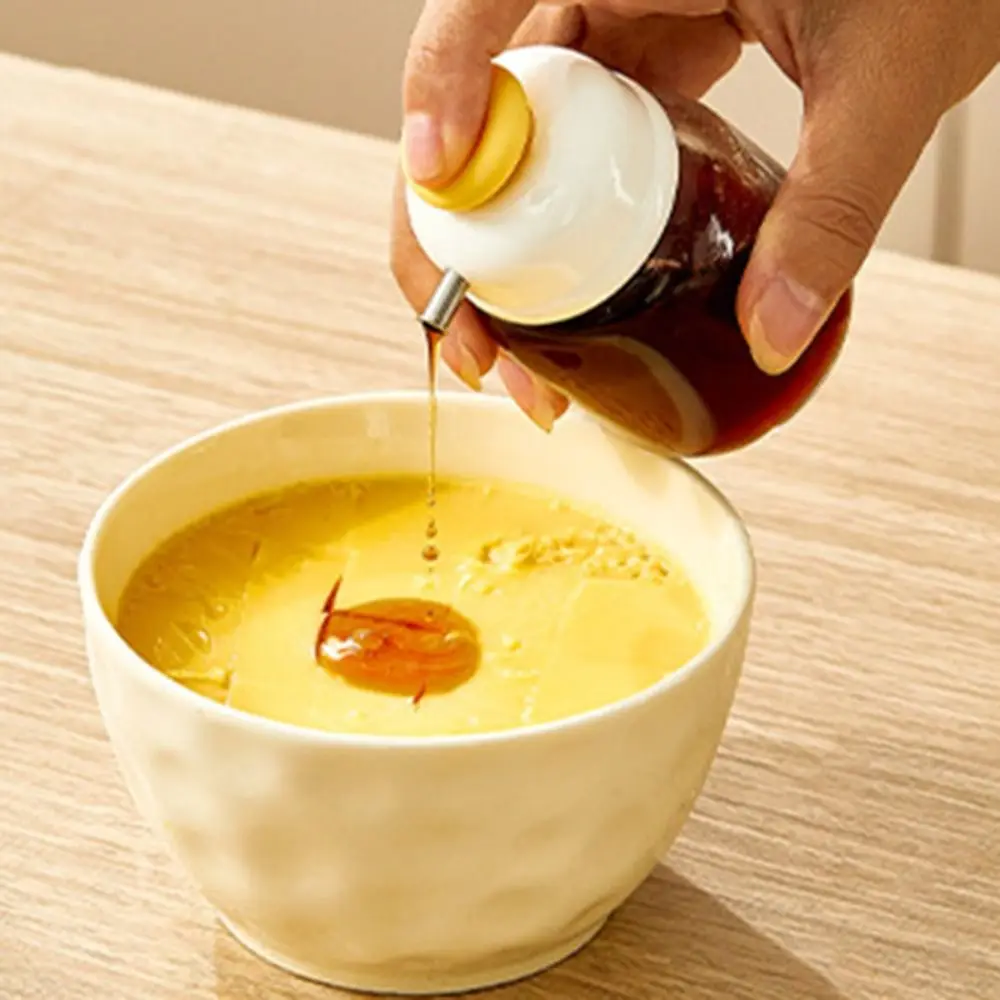 Botella de aceite de vidrio tipo prensa de salida de aceite controlable portátil, dispensador de aceite recargable de 100ml, Mini tarro de aceite de oliva para acampar