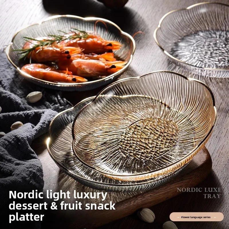 Exquisite Fruit Plate, Living Room Home Snack Plate, 2026 New High Beauty Fruit Plate, Light Luxury Transparent Plastic Plate