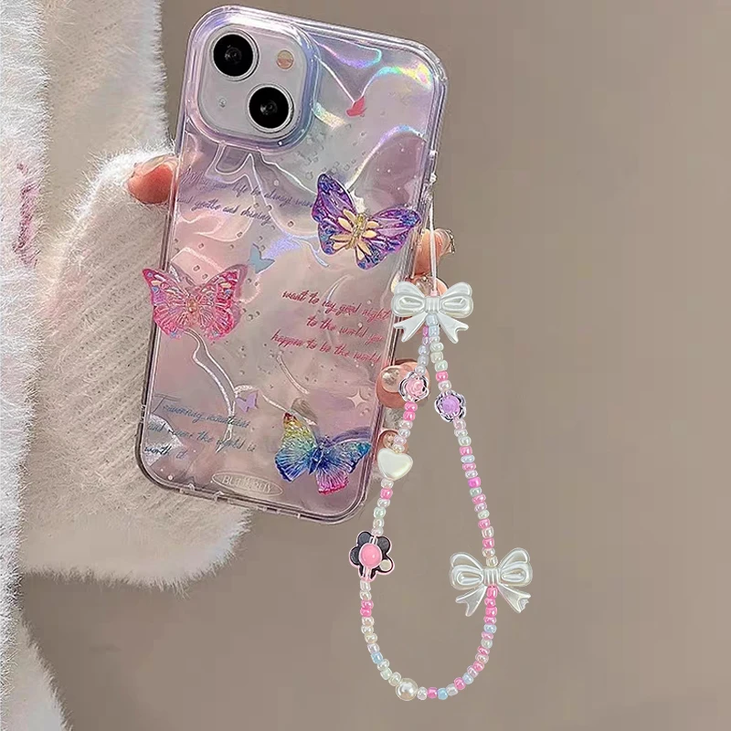 Fantasy Butterfly Bracelet Water Ripple Soft Case Compatible For VIVO Y28 Y03 Y21 Y17s Y20 Y21s Y12i Y15s Y18 Y36 Y27 Y100 Y16