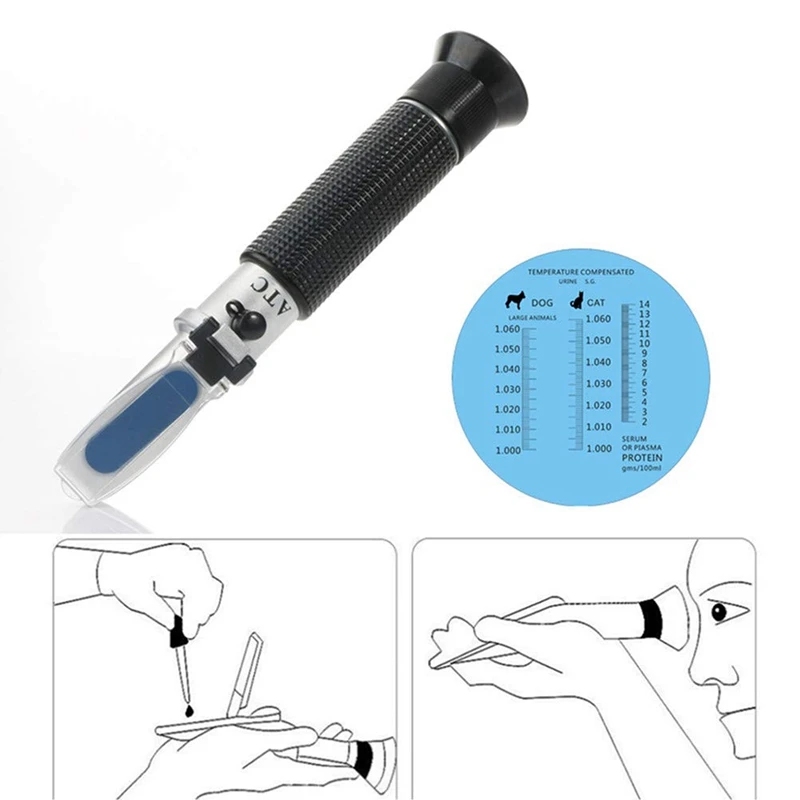 Pet Dog Cat Urine Specific Gravity Refractometer Serum Plasma Protein,Clinical Refractometer Hydrometers Urine Tester