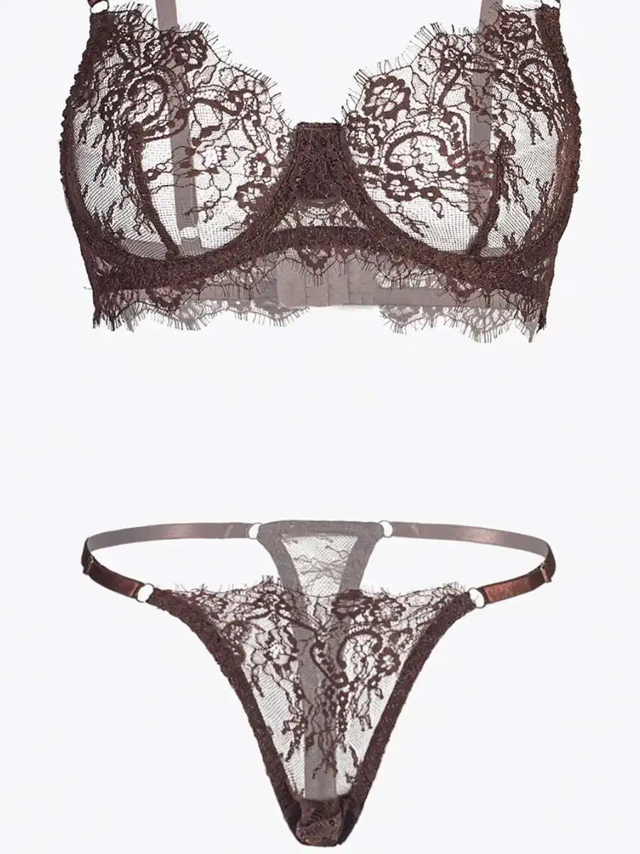 セクシーな花の刺繍レースメッシュビキニ背中の開いたディープ V サスペンダーノースリーブビキニ魅力的なエレガントな純粋な欲望カジュアル BGI0