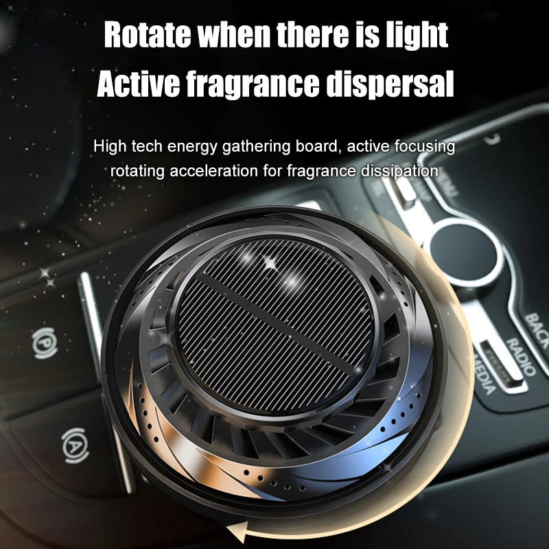 

Powered Car Aromatherapy Solar automatic rotation Car Air Freshener Fragrance Car Ornaments Car Diffuser for Essential Oil