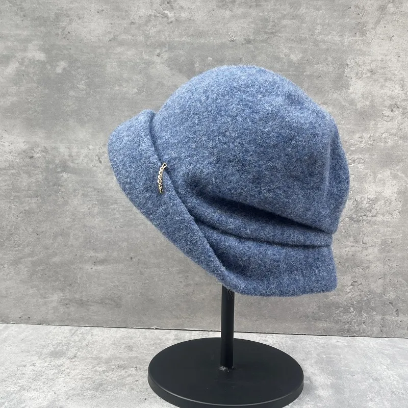 Women's Autumn Winter Mixed Blue Slouchy Knit Beanie Warm Beret Hat