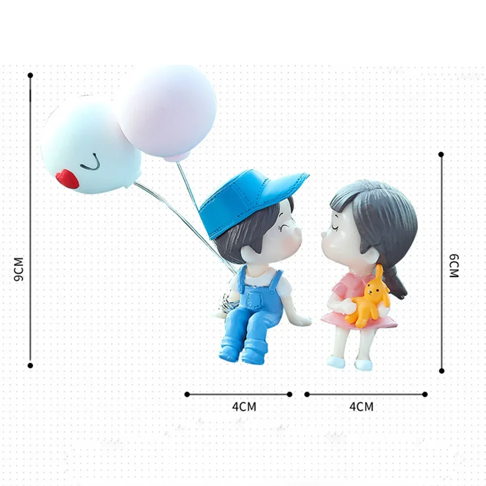 Cute Cartoon Couples Action Figure Figurines Balloon Ornament Desktop Home Decoration Auto Interior Dashboard Decor