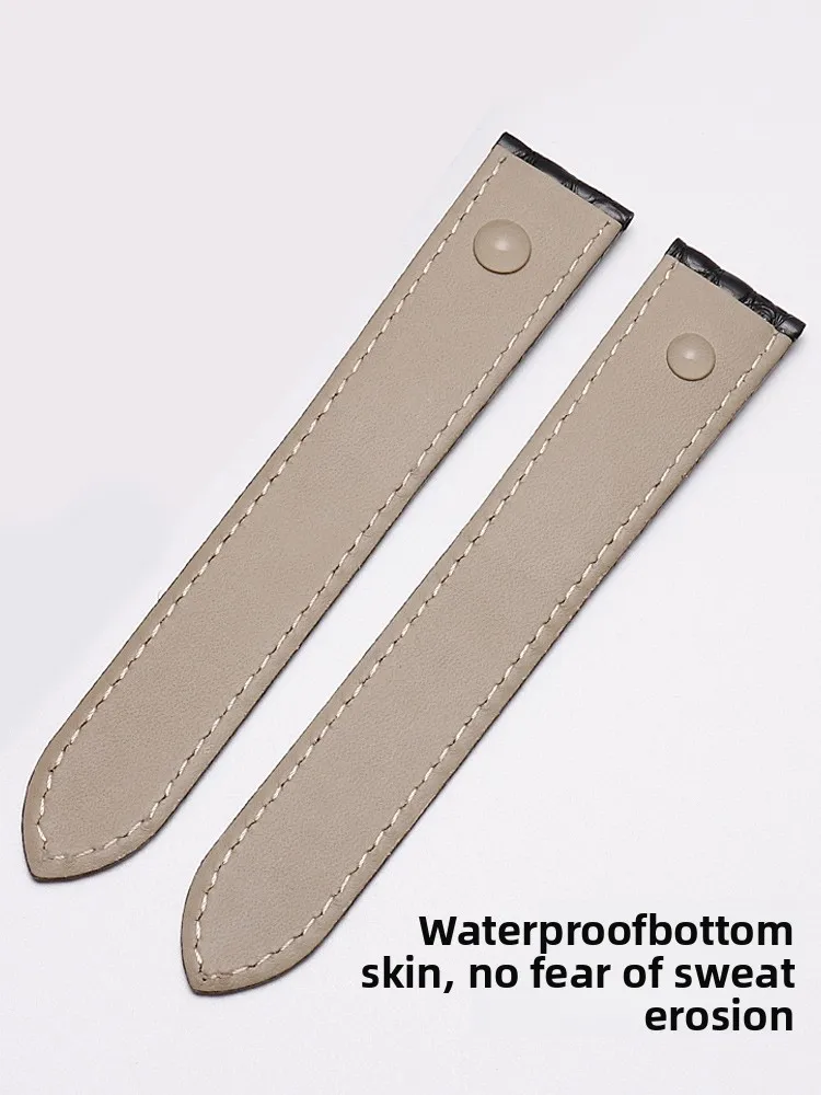 Crocodile skin watch strap For Cartier Tank London Solo Lychee textured cowhide Watchband Men Women band 16 17 18 20 22 23 24mm view 3