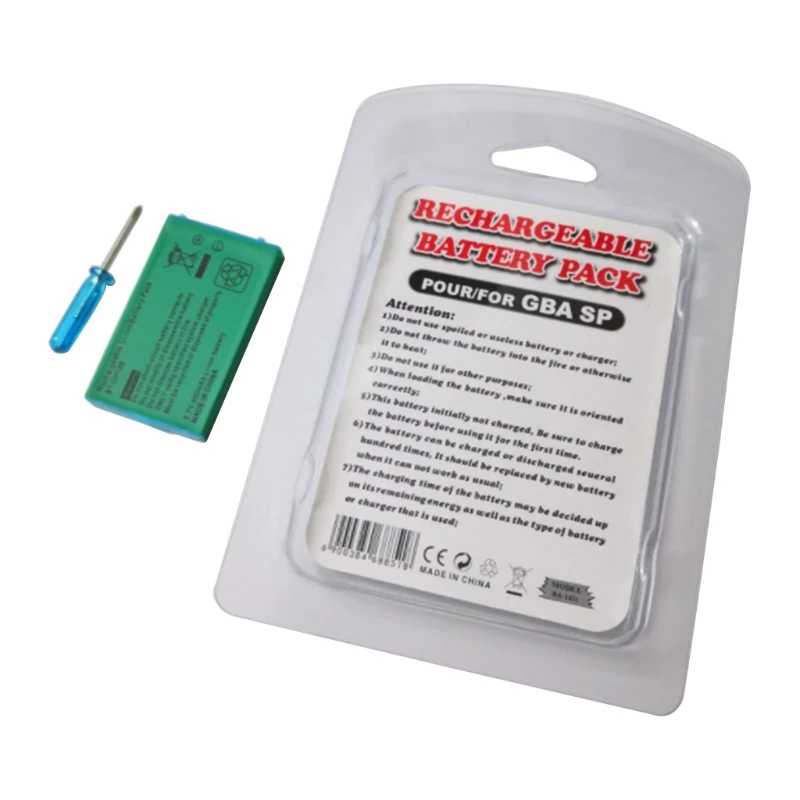 Batería recargable para Game GBA SP, batería de iones de litio de 850mAh y kit de destornillador para Boy Advance / GBA SP, repuesto