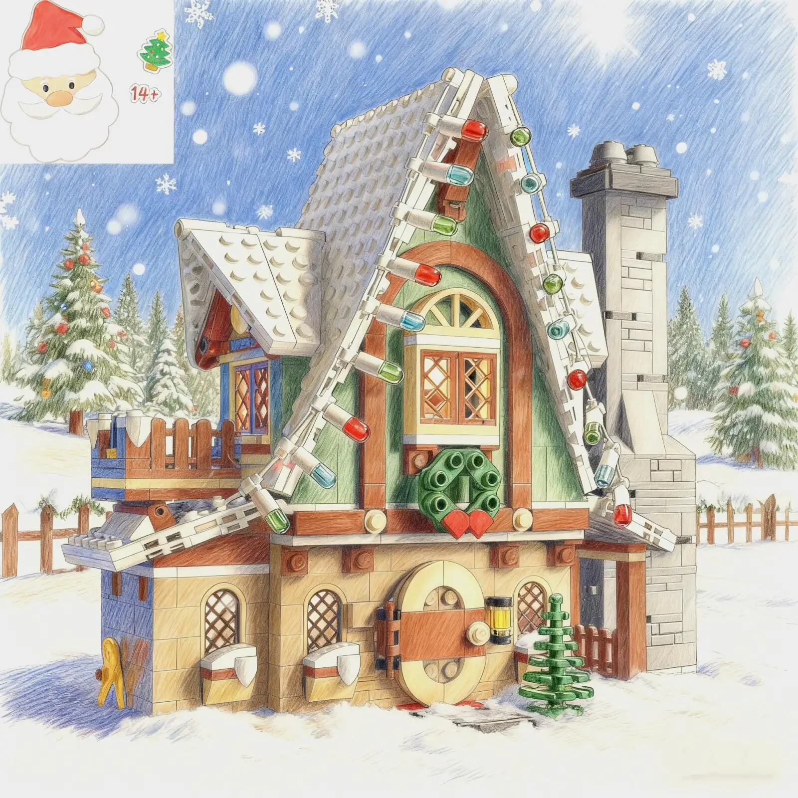 

1197 шт. Creator City Рождественская улица Зимняя деревня Лось Клубный дом 10275 Строительные блоки Модель игрушки День рождения Рождественские подарки