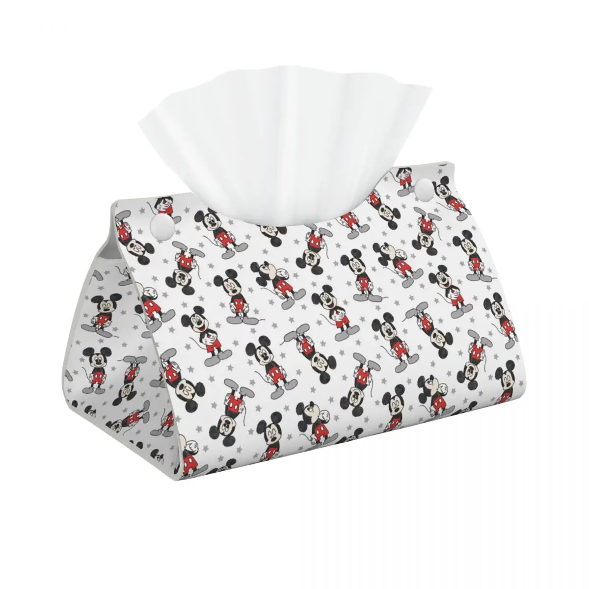 Custom Mickey Mouse Star Facial Tissue Box Cover Rectangular Cartoon PU Leather Tissue Box Holder for Car Office