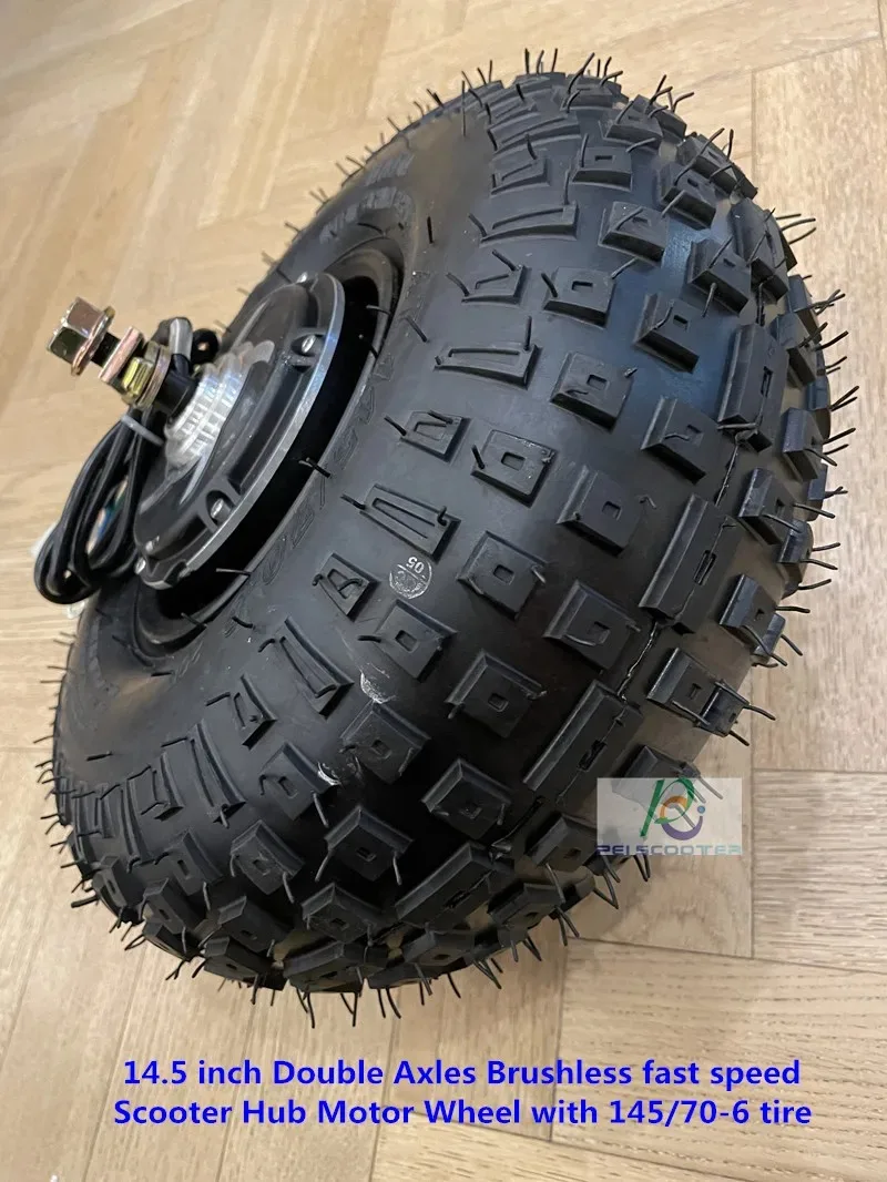 14.5 inch Double Axles Brushless fast speed Scooter Hub Motor Wheel with 145/70-6 tire phub-145x