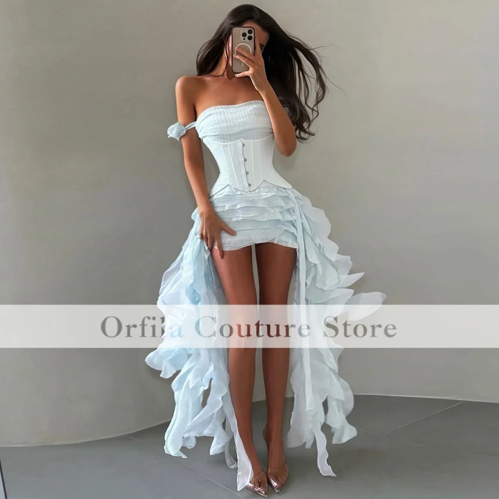 White High Waisted Prom Dress Short 2026 Off Shoulder Homecoming Party Dress Sexy Club Dance Party Dress Customized