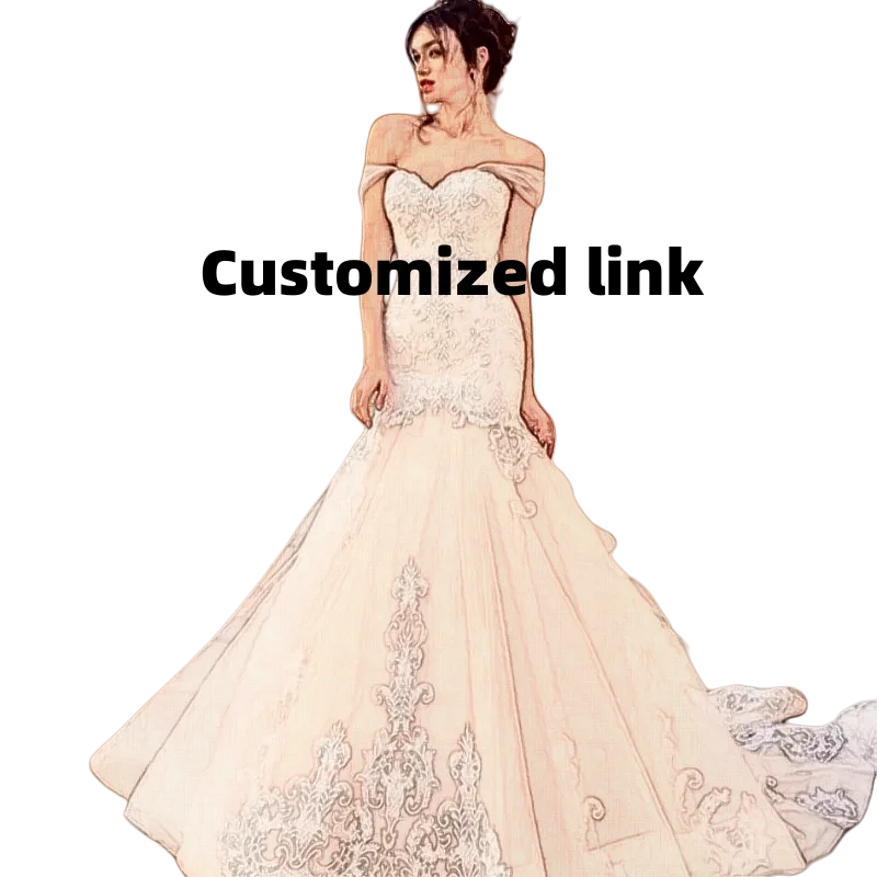 

New V Neck Bubble Sleeve Mesh Embroidered Dress Wedding Dress 2025 Customized