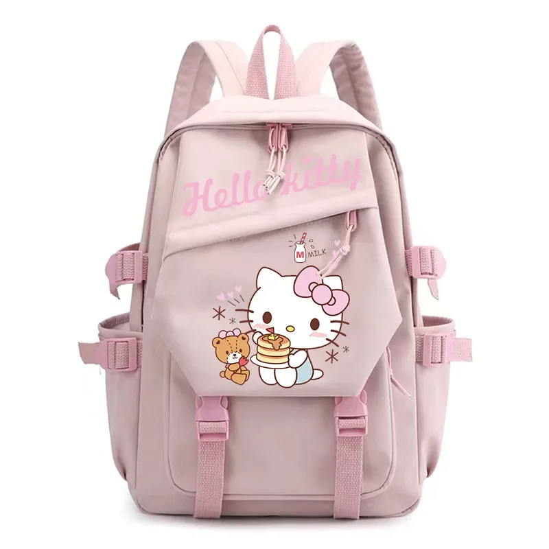 Sanrio tas punggung kanvas, tas sekolah motif kartun lucu ringan untuk pelajar, tas ransel kanvas komputer