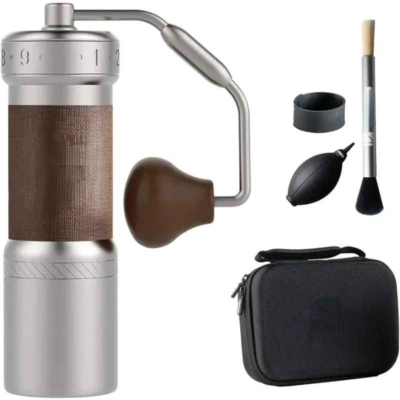 K-Ultra Manual Coffee Grinder Silver with Carrying Case, Assembly Consistency Grind Stainless Steel Conical Burr,