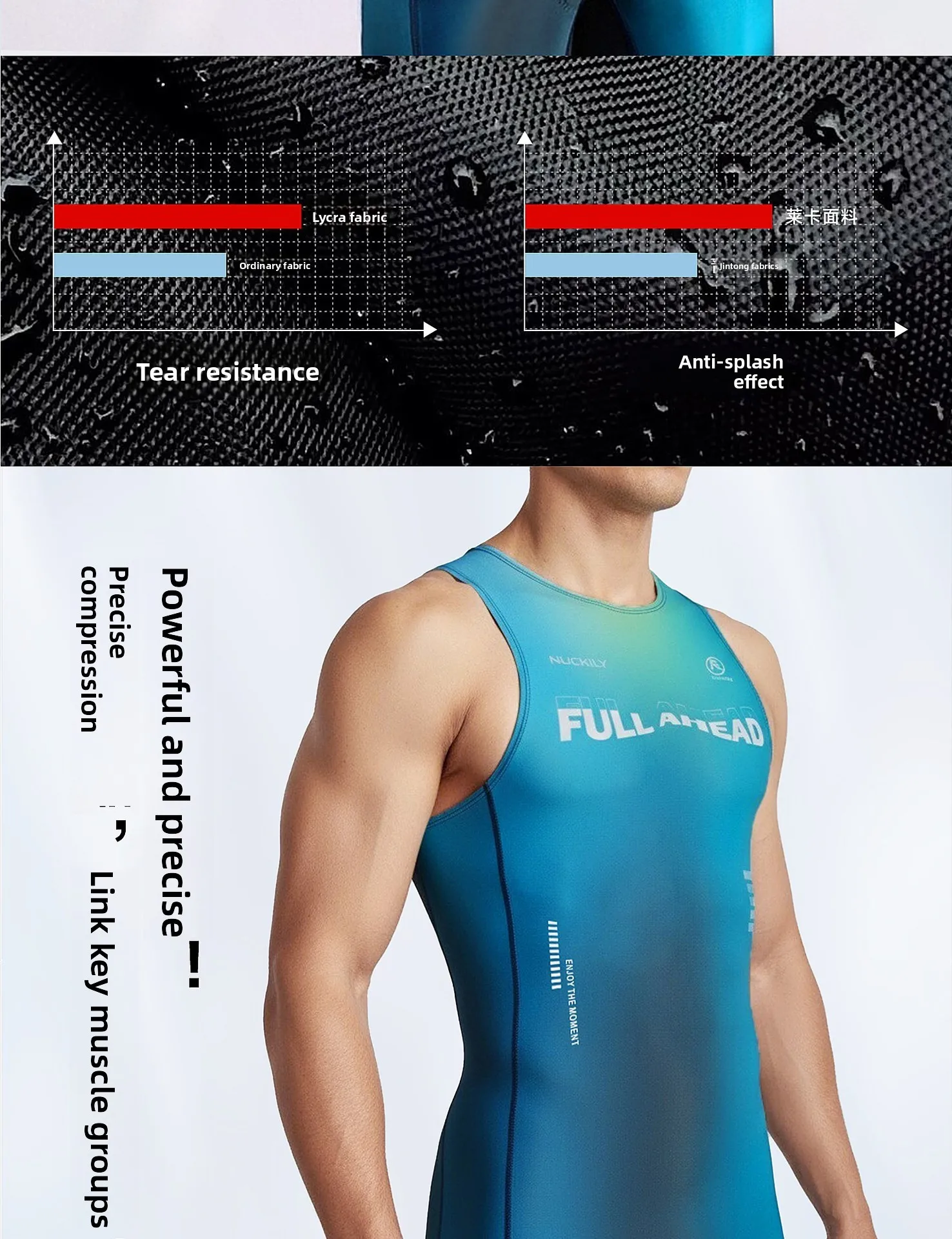NUCKILY Triathlon-Anzug Ärmellos Jugend Ironman Schwimmen Radfahren Laufen Einteiliger Schnelltrocknender Atmungsaktiver Gepolsterter Reißverschluss am Rücken Rennausrüstung – Detail 7