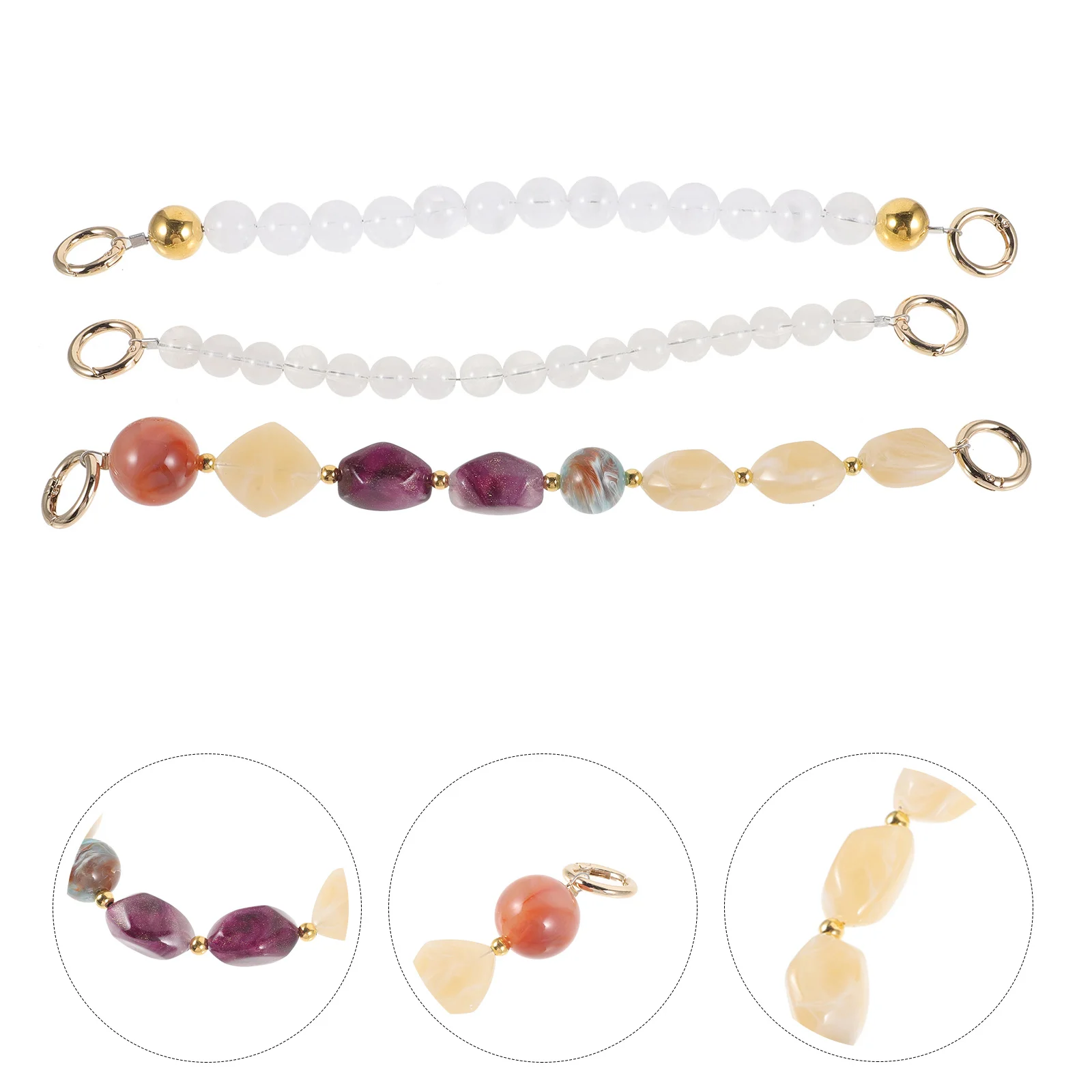 

3Pcs Pearl Purse Chain Straps Stylish Beaded Handbag Handles Replacement Multi-Functional Chic Phone Bag Accessories