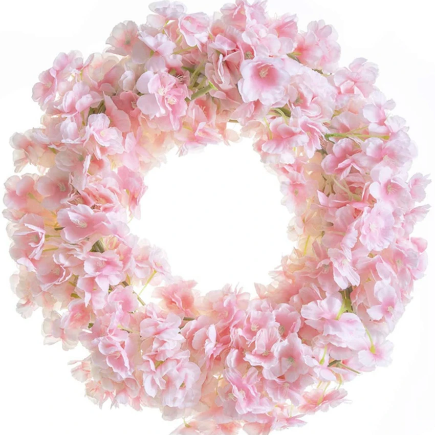 180Cm Pink Artificial Sakura Flowers Vine Wedding Party Garden Rose Arch Home Decor Christmas Background Wall Bridal Accessories