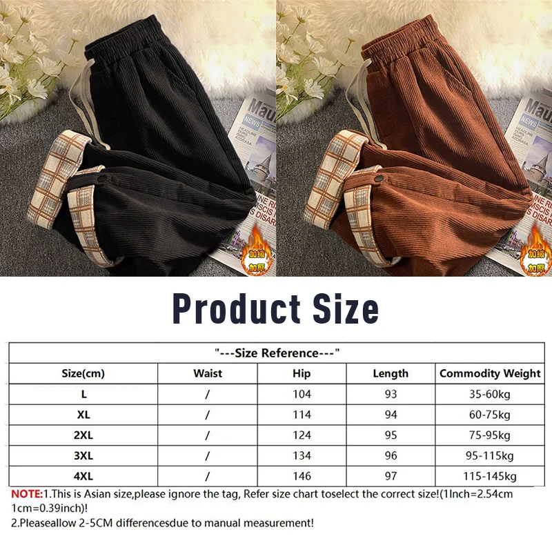 Plus Size Loose Thicken Corduroy Pants Women New Fall Winter Warm Velvet Wide Leg Straight Pants Baggy Casual Trousers 50-140kg