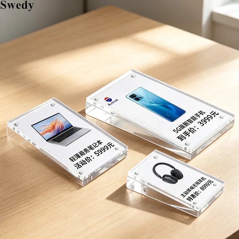 3 Pieces A6 100X150MM Slant Back Acrylic Sign Holder Display Stand Restaurant Menu Holder Price Label Holder Stand