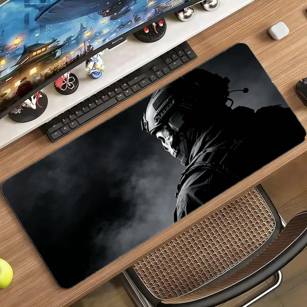 Black White Mysterious Shadow Man extended Gaming  Non-Slip Stitched Edge Keyboard Mat for PC Laptop Gamer mouse pad