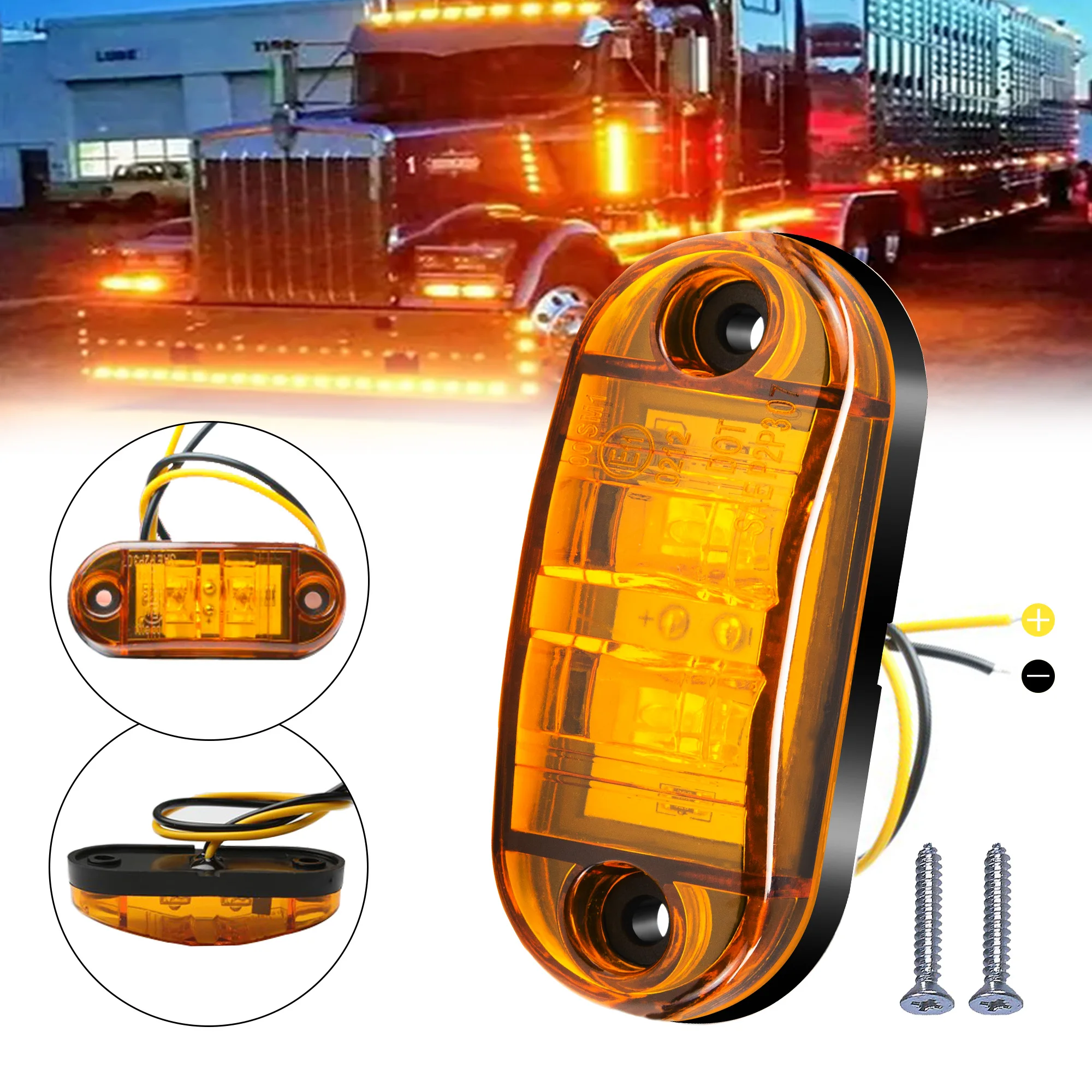 20/10 Stück Economy-Version Ovale LED Universal-Seitenmarkierungsleuchten für Anhänger, LKW, Wohnwagen, Umrissleuchte zur Oberflächenmontage – Detail 7