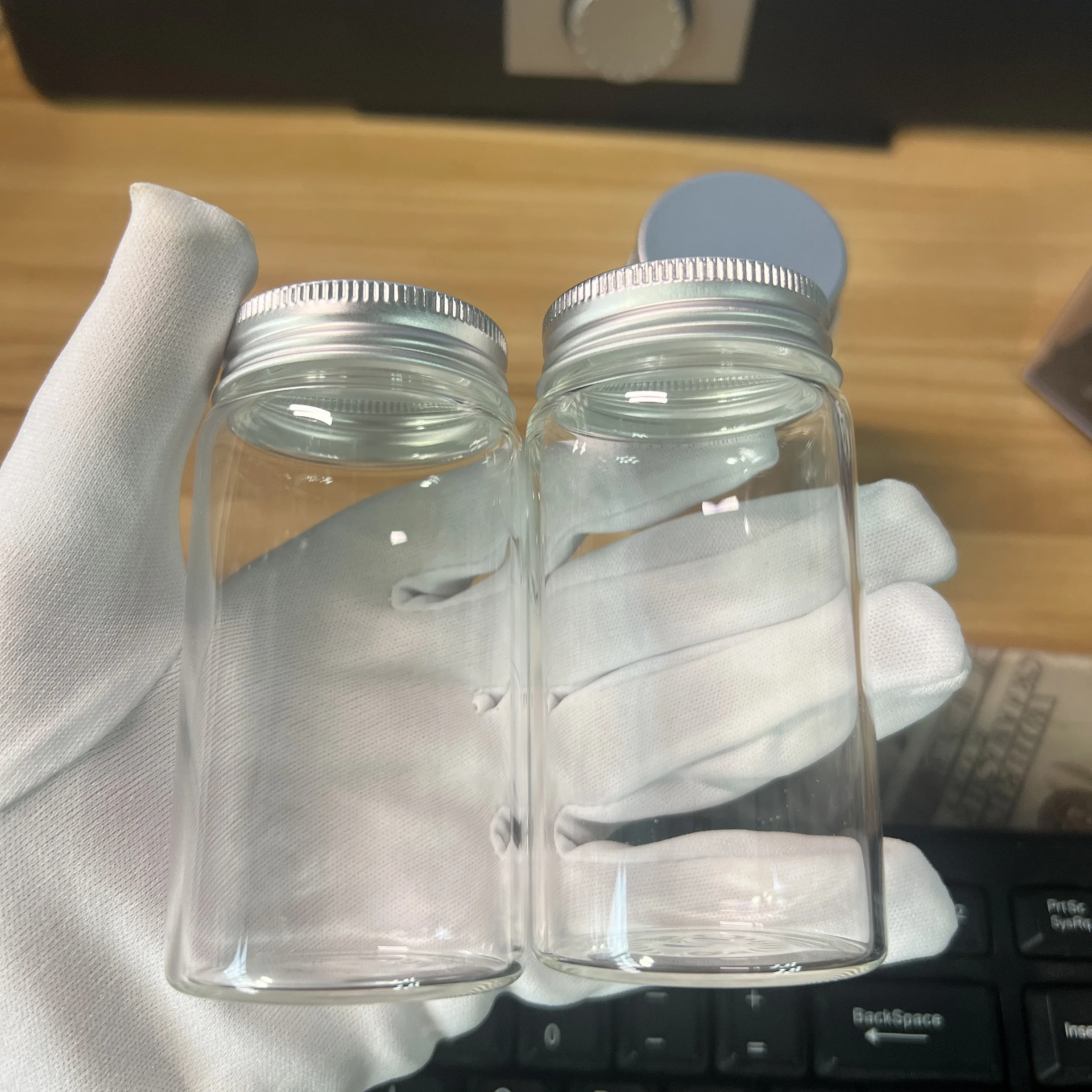 

12 PCS 120ml Large Sealed Kitchen Jars Silver Cap 47x90mm Airtight Glass Canisters Flour Rice Pasta Bulk Food Storage Bottles